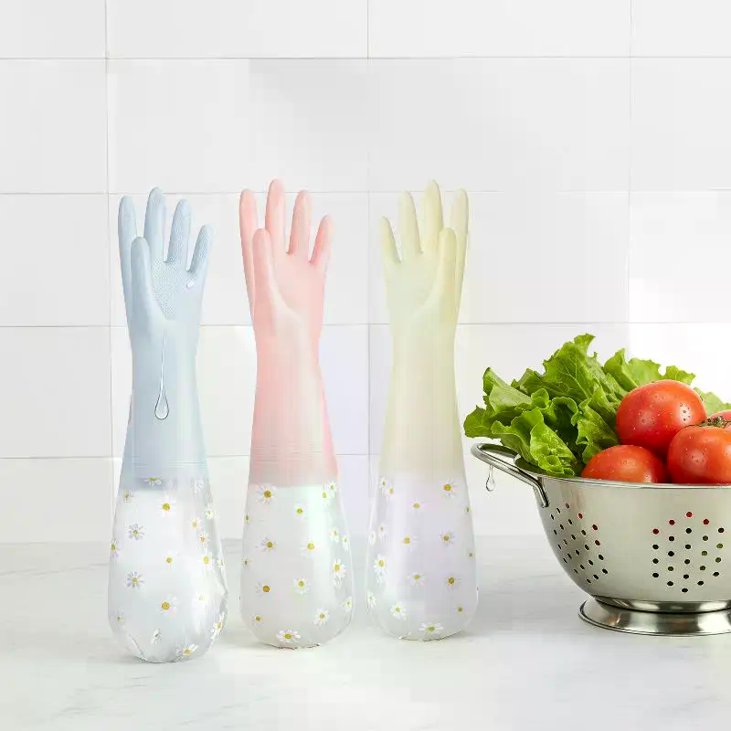 Floral Pattern Household Latex - đánh giá và giá Rubber Glove Cleaning