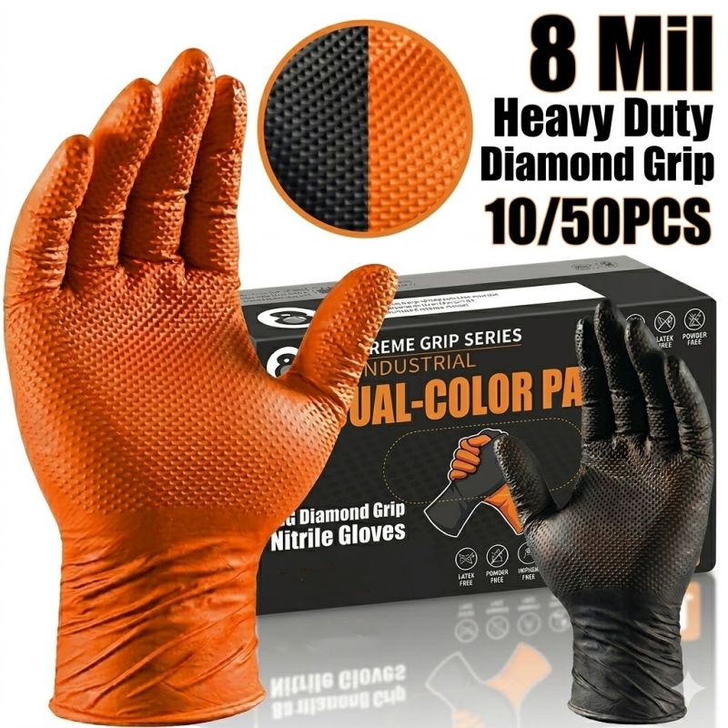 Heavy Duty Orange Nitrile Glov - đánh giá và giá Nitrile Mechanic Glove