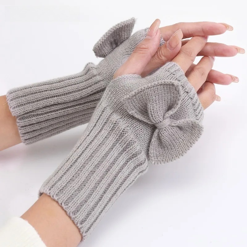 Knit Bow Fingerless Gloves – S - đánh giá và giá Fingerless Glove Knit
