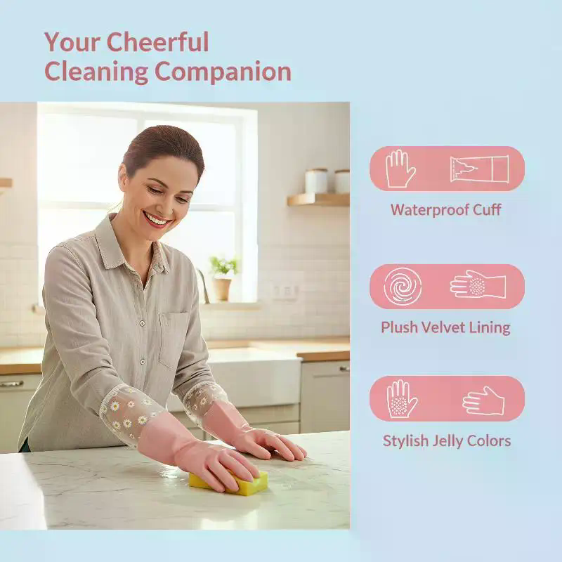 Floral Pattern Household Latex - đánh giá và giá Rubber Glove Cleaning